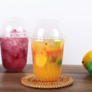 Small transparent disposable plastic cup